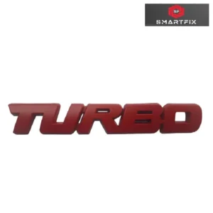 Turbo 3D Metal Car Monogram Sticker Logo Badge 12.7x2x0.5 cm for Stylish Look of Your Vehicle, Universal, Red, Chrome with Adhesive, Red Color