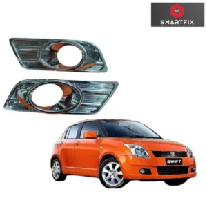 Fog Lamp Cover/Fog Light Chrome for Suzuki Swift Type-1 (2009-2011) | Easy Installation, Pack of 2, Silver