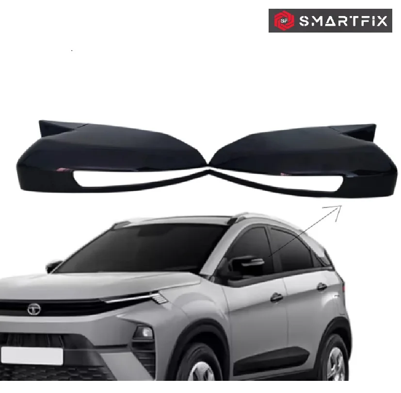 Batman Style Side Mirror Cover for Tata Nexon 2023 New Model with Indicator Cut, Glossy Black, Set of 2 LH & RH - Image 2