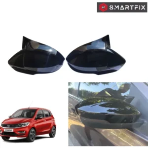 Batman Style Side Mirror Cover for Tata Tiago with Indicator Cut, Glossy Black, Set of 2 LH & RH