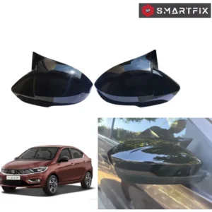 Batman Style Side Mirror Cover for Tata Tigor with Indicator Cut, Glossy Black, Set of 2 LH & RH