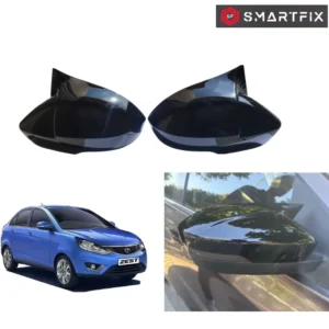 Batman Style Side Mirror Cover for Tata Zest with Indicator Cut, Glossy Black, Set of 2 LH & RH
