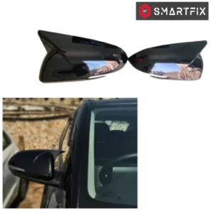 Batman Inspired Car Side Mirror Cover for Kia Seltos 2019-2023 with Indicator Cut, Glossy Black, Self-Adhesive Installation, Set of 2 Left Right