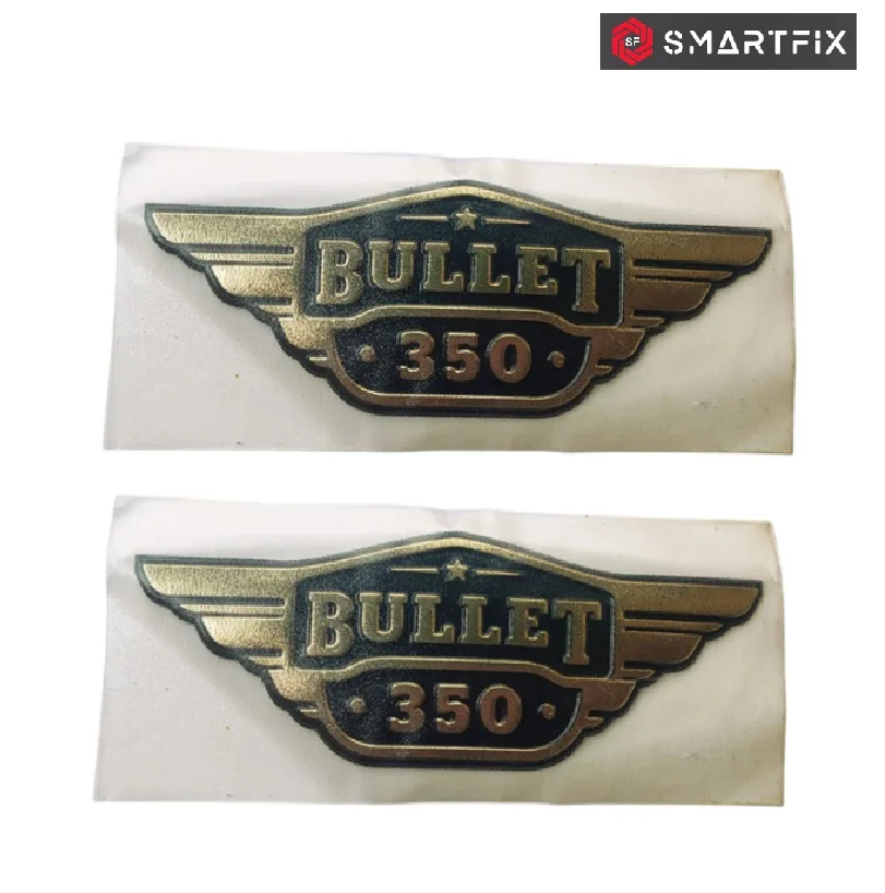 Royal Enfield & Bullet 350 Original Emblem Sticker Tank Monogram, Self Adhesive, Pack of 4, Gold - Image 3