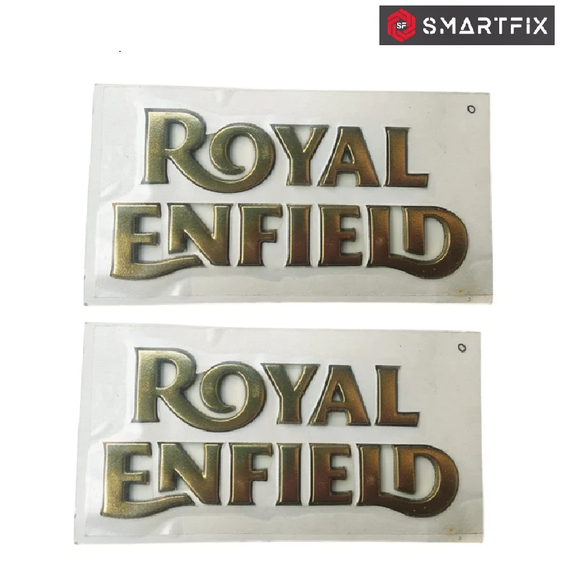 Royal Enfield & Bullet 350 Original Emblem Sticker Tank Monogram, Self Adhesive, Pack of 4, Gold - Image 2