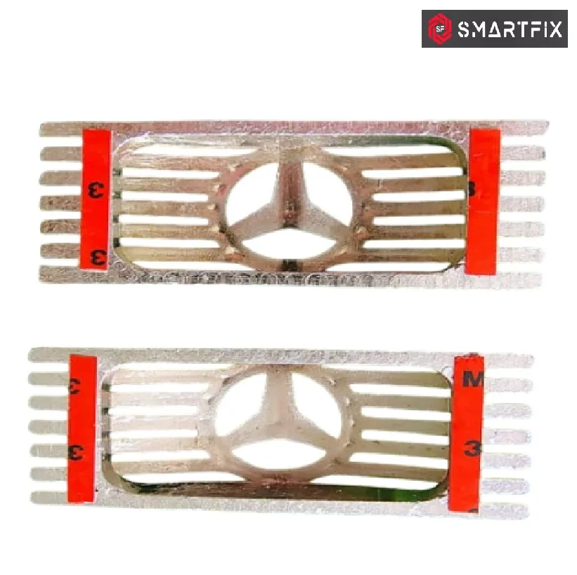 Car Side Lamp/Indicator Chrome Jali Frame Grill Cover, Triangle Design, Silver, Set of 2 - Image 3