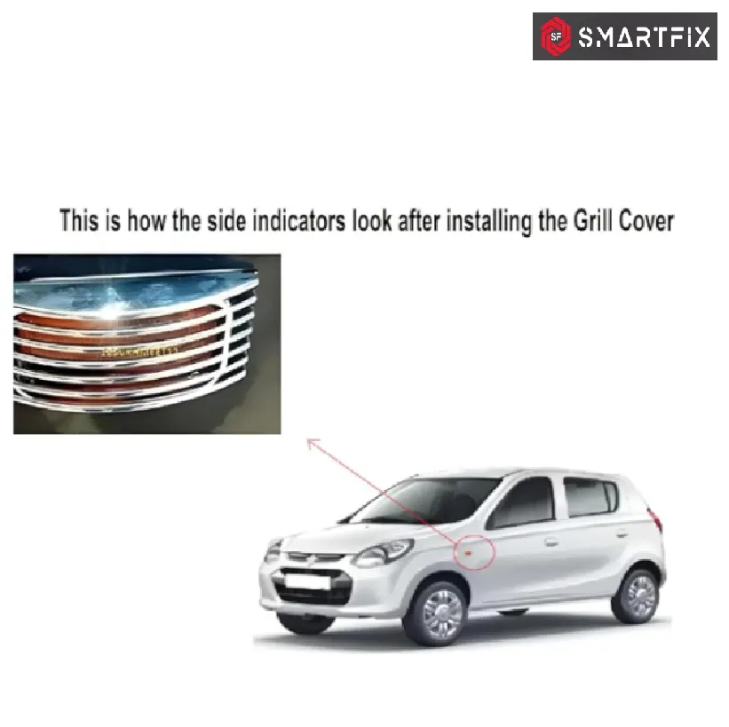 Car Side Lamp/Indicator Chrome Jali Frame Grill Cover, Triangle Design, Silver, Set of 2 - Image 6
