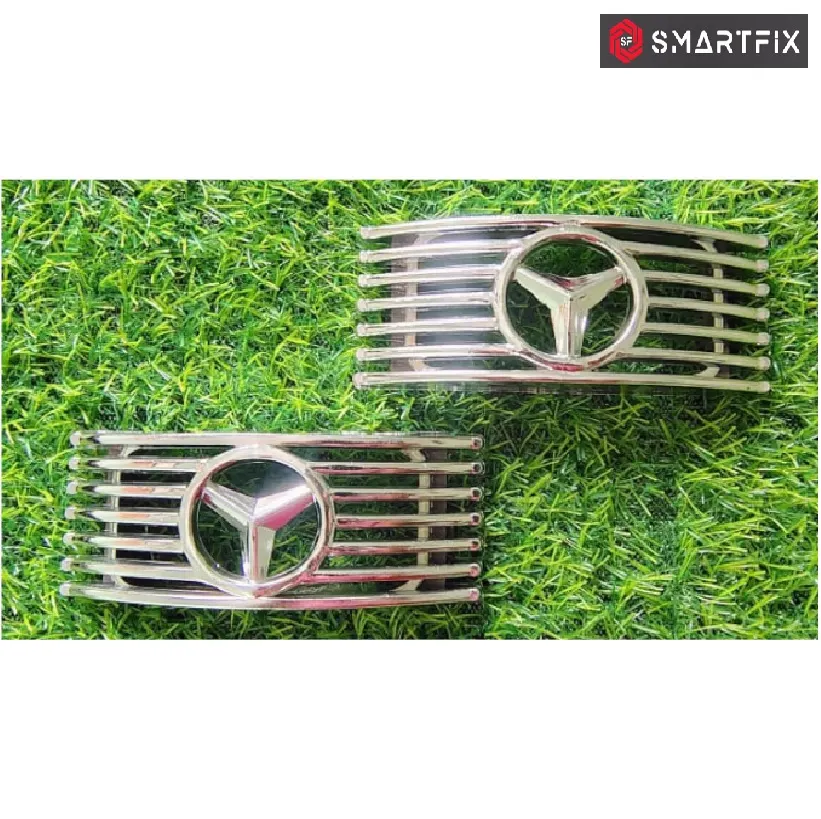 Car Side Lamp/Indicator Chrome Jali Frame Grill Cover, Triangle Design, Silver, Set of 2 - Image 5