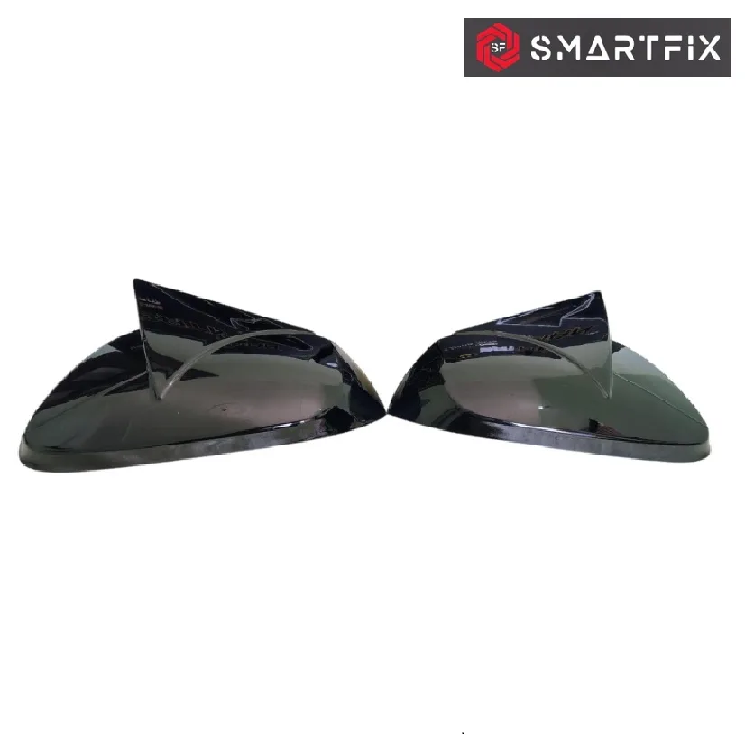 Batman Style Side Mirror Cover for Hyundai Xcent, Glossy Black Finish, Plain Without Indicator Cut, Set of 2 LH & RH