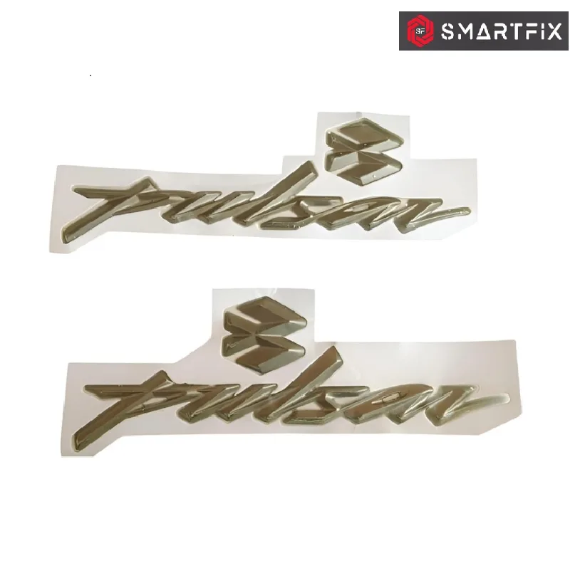 Pulsar Motorcycle/Bike 3D Chrome Sticker | Dark Grey Tank Logo Set of 2