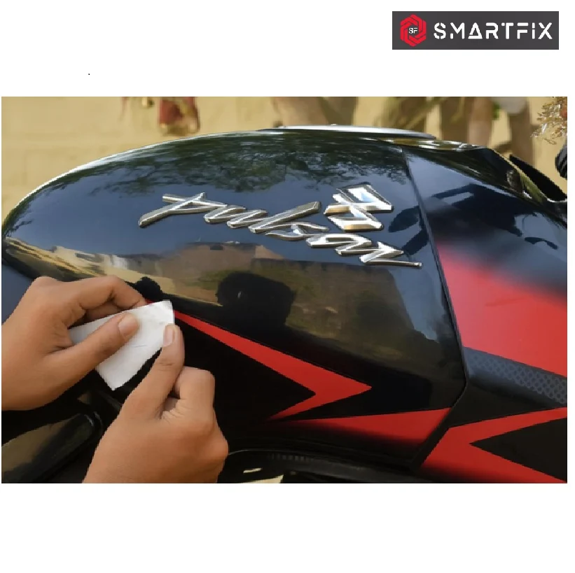 Pulsar Motorcycle/Bike 3D Chrome Sticker | Dark Grey Tank Logo Set of 2 - Image 2