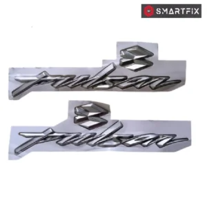 Pulsar Motorcycle/Bike 3D Chrome Sticker | Silver Tank Logo Set of 2