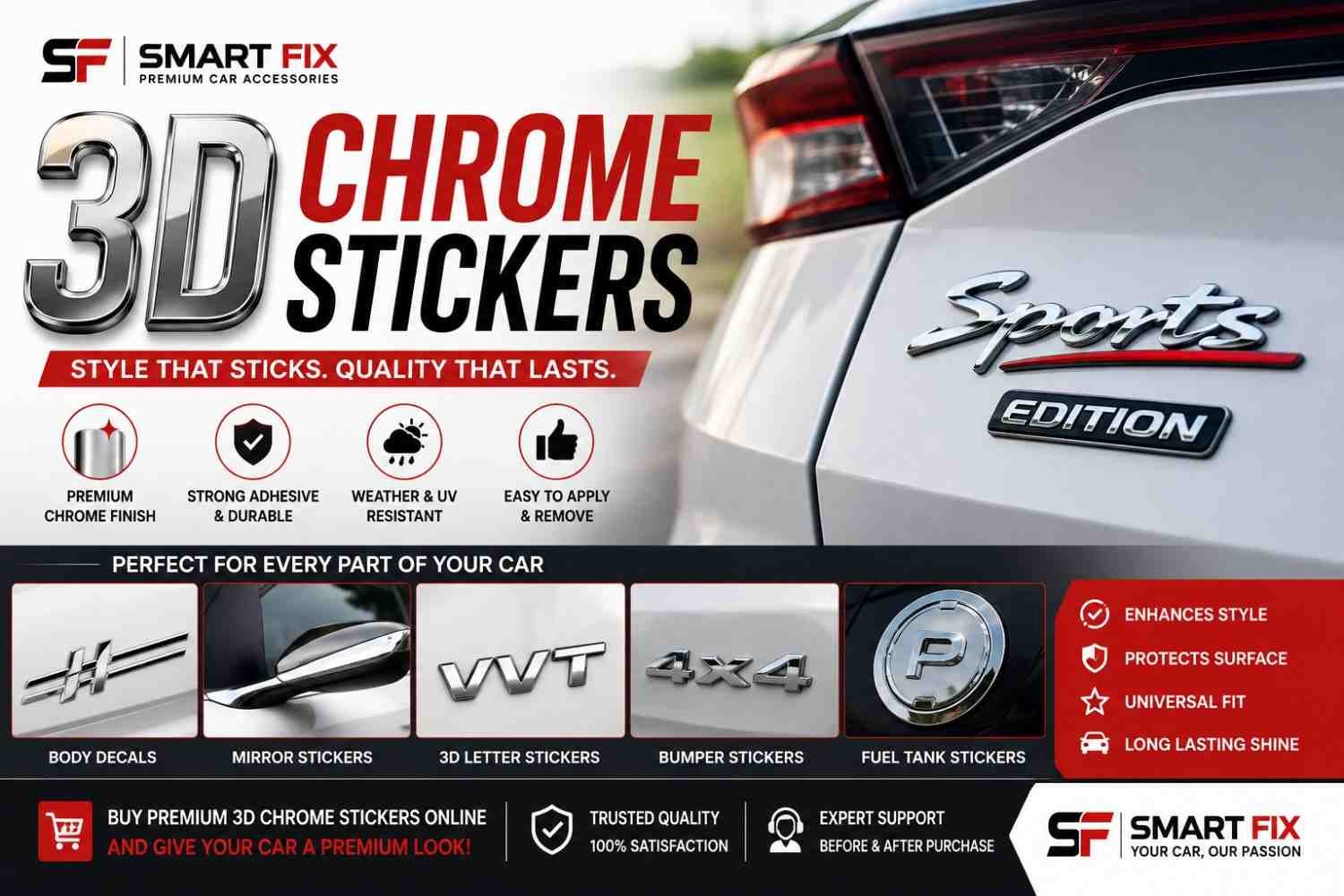 3D Chrome Stickers